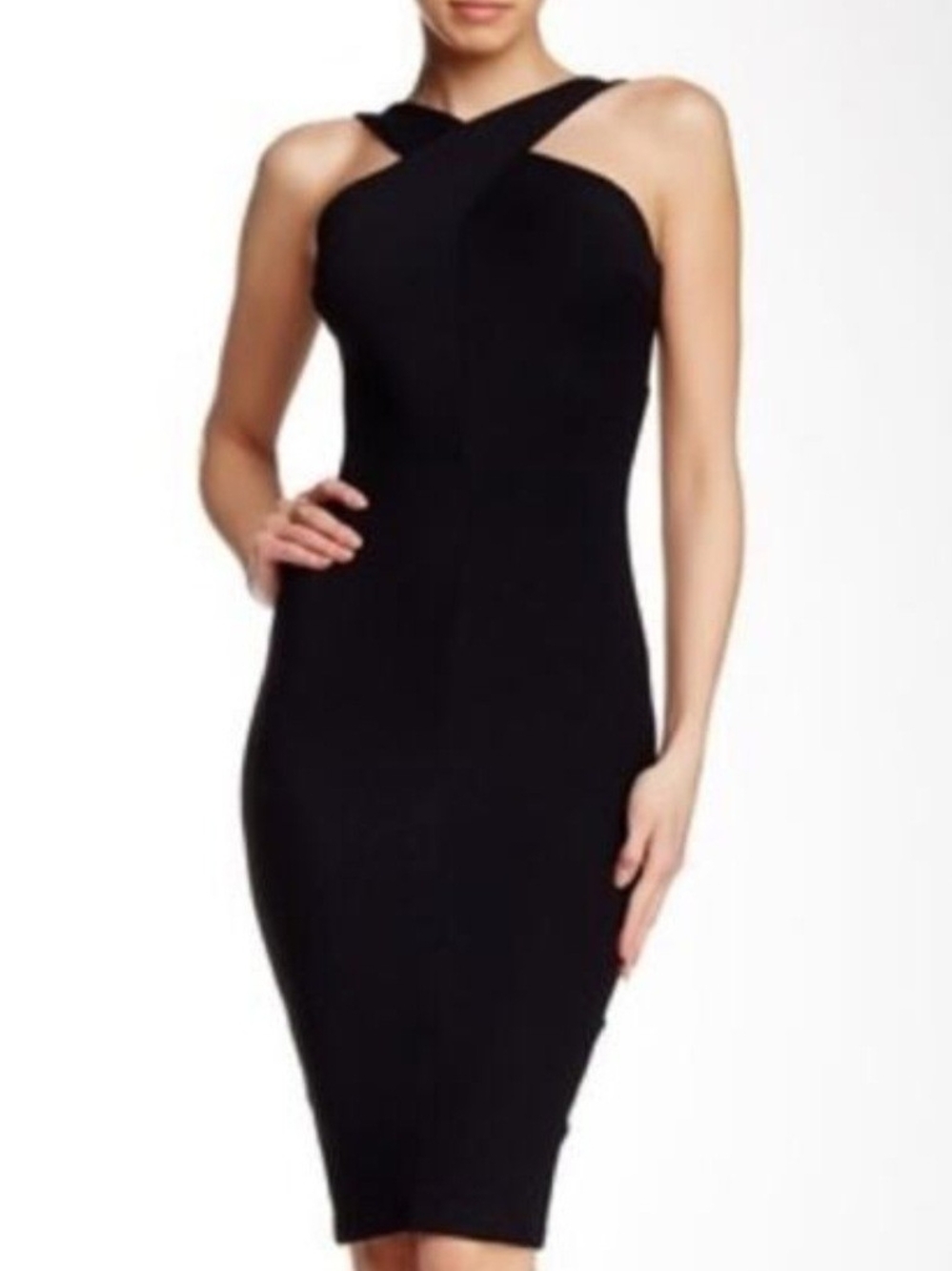 Nadia Tarr Crossover Bodycon Halter Dress S $398